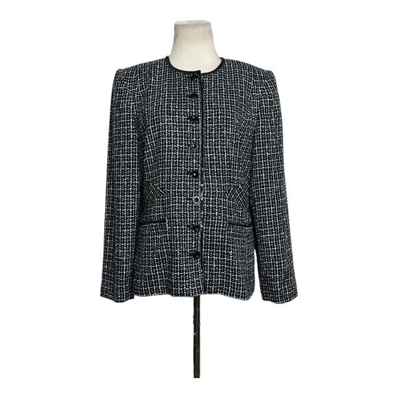 Sag Harbor black tweed sequin trim detail button blazer size 12 - Picture 7 of 10